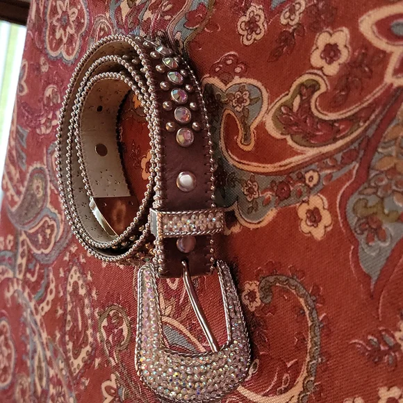 BB Simon Kish brown leather belt Large BB Simon Belts for Women for sale - eBay main image 3